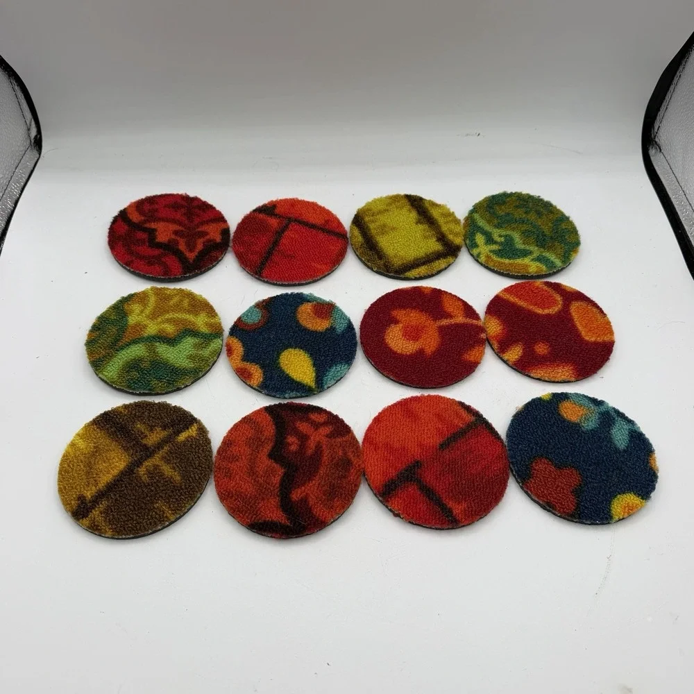 Vintage Set of 12 Bigelow Carpet Coasters MCM Retro Barware Colorful 3.75